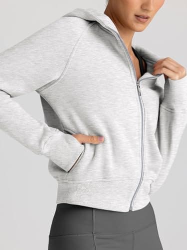 Trendy Queen Womens Zip Up Hoodies Jackets Cropped Sweatshirts Fleece Fall Outfits Casual Comfy Y2k Tops Winter Clothes 2025 Grey S - Image 4
