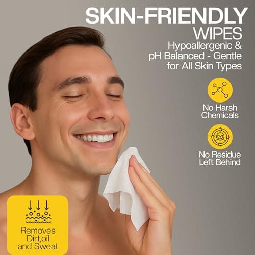 Men's Charcoal Face + Body Cleansing Wipes - 4 Pack (120ct) - Image 5