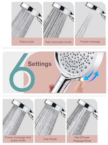 Cobbe Filtered Shower Head with Handheld, High Pressure 6 Spray Mode Showerhead with Filters, Water Softener Filters Beads for Hard Water - Remove Chlorine - Reduces Dry Itchy Skin, Chrome - Image 4