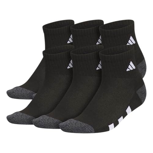 adidas Unisex Kid's Quarter Ankle Socks for Boys and Girls Youth (6-Pack) Athletic Cushioned and Comfortable, Black/Onix Grey/White, M