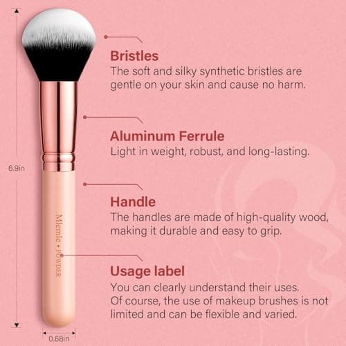 Makeup Brushes Set, Mlemle Professional 26 Pcs Makeup Kit, Include Powder Foundation Concealers Blush Eye shadows 21 Pcs Makeup Brushes and 2 Powder Puff, 3 Makeup Sponge(A01-Pink) - Image 3
