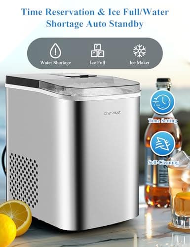 ChefRobot Ice Machine,Stainless Steels Chewable Ice Maker Ready in 6 mins,34Lbs/24H Nugget Ice Maker Countertop,One-Click Pebble Ice Maker for Home/Party/Bar/Daily-Use - Image 3