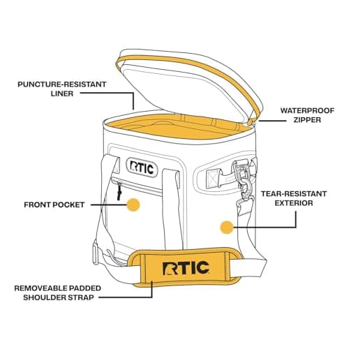 RTIC Ultra-Tough Soft Cooler 12 Can, Insulated Bag Portable Ice Chest for Lunch, Beach, Drink, Beverage, Travel, Camping, Picnic, Car, Trips, Floating Cooler Leak-Proof with Zipper, Tan - Image 4