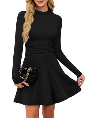 OFEEFAN Long Sleeve Homecoming Dresses Fall Dress Deals Black School Outfits for Teachers Winter Mini Clothing Classy Mock Neck XL - Image 3