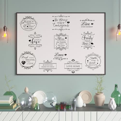 Whaline 11 Sheets Vintage Word Rub on Transfers Decals for Crafts and Furniture Black Warm Letters Rub on Transfer Furniture Stickers Decals for School Home Office DIY Art Craft Decor, 5.5 x 5.5Inch - Image 7