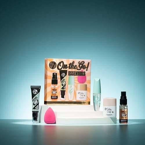 W7 On the Go Essentials Gift Set - Mini Makeup Must-Haves with Primer, Setting Spray, Mascara, Golden Glow Bronzing Drops & Beauty Sponge - Travel or Handbag Size Essentials - Image 2