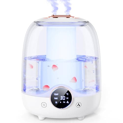 Humidifiers for Bedroom, 3L Tank for 30H 20dB Quiet Mist Time, Dual Nozzles, LED Lights, Smart Timer (2/4/8 Hours), Auto Shut-Off, Perfect for Baby and Large Rooms, (White)