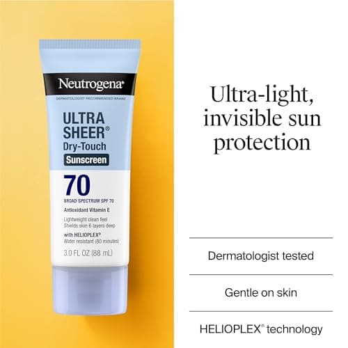 Neutrogena Ultra Sheer Dry-Touch Water Resistant and Non-Greasy Sunscreen Lotion with Broad Spectrum SPF 70, 3 Fl Oz (Pack of 1) - Image 3