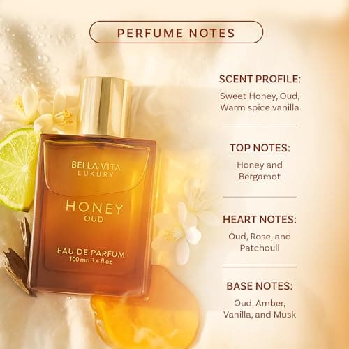 BellaVita Luxury Honey Oud Eau de Parfum (3.4 fl. oz.) | Patchouli, Vanilla, Bergamot, Floral & Spicy + Made with Clean & Vegan Essentials Oils + Cruelty Free | Long-Lasting Unisex Fragrance - Image 2