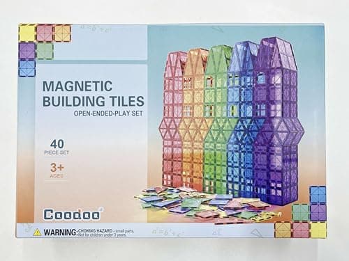 Magnetic Tiles Kids Toys STEM Magnet Toy for Toddler Magnetic Blocks Building Preschool Learning Sensory Montessori Toys for 3+ Year Old Boys and Girls, Safe Creativity Toddler Kids Toy 40PCS - Image 6