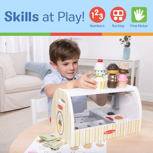 Melissa & Doug Wooden Scoop & Serve Ice Cream Counter, Pretend Play Store, 28 Toy Food & Play Kitchen Accessories, Preschool Toys for Girls & Boys 3+ - Image 5