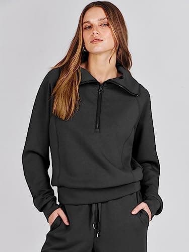 ANRABESS Women 2 Piece Outfits 2025 Fall Fashion Airport Wide Leg Pants Lounge Set Leisure Travel Vacation Clothes Sweatsuits Black Medium - Image 8