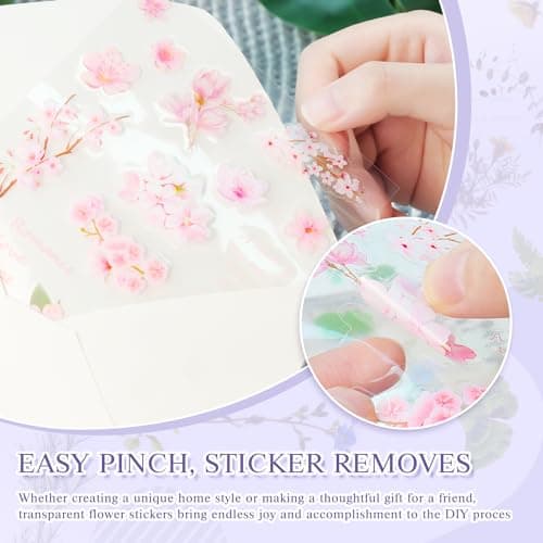 160Pcs Natural Flower Stickers for Scrapbooking,Self-Adhesive Transparent Flower Stickers Scrapbook Supplies Journaling Supplies for Adult Card Making Letters DIY Water Bottle Cards Decoration (160) - Image 5