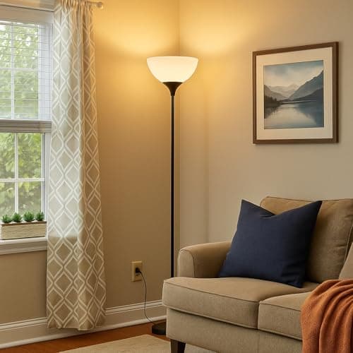 PESRAE Floor Lamp, Remote Control with Stpeless Color Temperatures and Brightness, Torchiere lamp for Bedroom, Living Room, Bulb Included (Matte Black) - Image 8