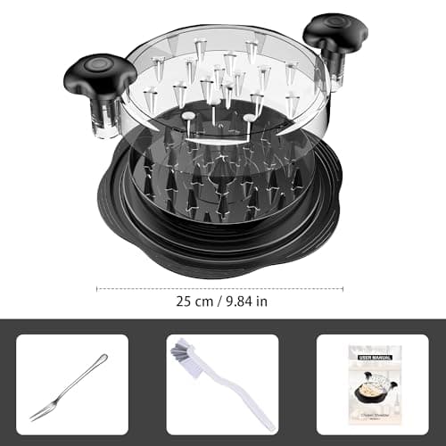 SURETIVIAN Chicken Shredder Large Chicken Breast Shredder Tool Twist with Brush&Fork, Visible Meat Shredder Machine, Strong Anti-Slip Strip, Ergonomic Handle, BPA Free, Suitable for Pork Beef Chicken - Image 7