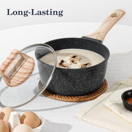 SODAY 12 Pcs Pots and Pans Set Non stick, Cookware Sets Black Granite Induction Cookware, Non-toxic Healthy Nonstick Kitchen Cooking Set with Frying Pans Set, Saucepans (PFAS/PFOA/PFOS Free) - Image 9