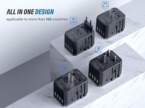 EPICKA Universal Travel Adapter, European Travel Plug Adapter (Not a Voltage Converter) - International Power Adapter Worldwide Charger with USB-C & 4 USB-A Ports, Travel Essentials (TA-105, Grey) - Image 4