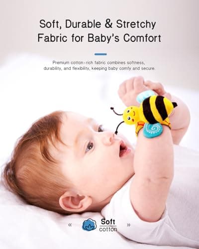 Infinno Baby Wrist Rattle Socks and Foot Finder Set, Perfect Baby Toys for 0-12 Months Newborn Boys and Girls As Shower Gifts, Garden Bug Series - Image 2