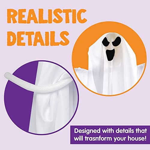 JOYIN 3 Pack Halloween Party Decoration 27.5" Hanging Ghosts, Cute Flying Ghost for Front Yard Patio Lawn Garden Party Décor and Holiday Decorations - Image 3