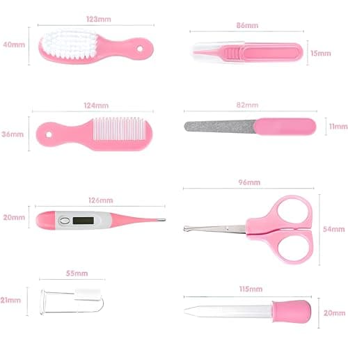 Baby Grooming Kit, Infant Safety Care Set with Hair Brush Comb Nail Clipper Nasal Aspirator,Baby Essentials Kit for Newborn Girls Boys (Pink Baby Grooming kit) - Image 4