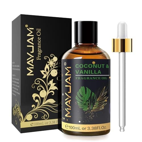 MAYJAM 100ML/3.38FL.OZ Coconut & Vanilla Fragrance Oils with Glass Dropper, Essential Oils for Diffusers for Home, Long Lasting Scented Oils for Diffusers Soap Candle Making