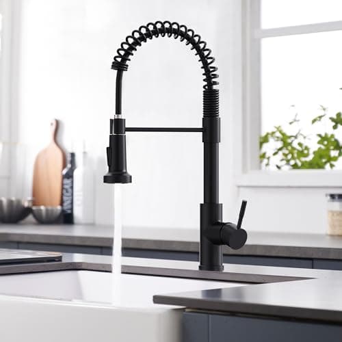 GIMILI Black Kitchen Faucet with Pull Down Sprayer Single Hole Spring Kitchen Sink Faucet, Suitable for Farmhouses, RV, Utility Laundry Room, Outdoor, and Campers. Llave para fregadero de cocina - Image 7