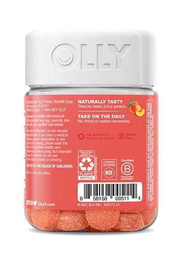 OLLY Probiotic + Prebiotic Gummy, Digestive Support and Gut Health, 500 Million CFUs, Fiber, Adult Chewable Supplement for Men and Women, Peach, 30 Day Supply - 30 Count - Image 7