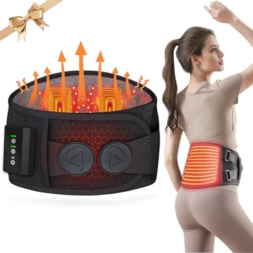 Heating Pad for Back Pain Relief,Electric Heating Pad for Low Back Massager,3 Heat, Black,43"x 6" +20" Extended Belt Gifts for Women,Men,Mom,Dad