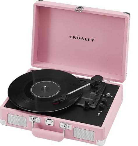 Crosley CR8005E-BH Cruiser Plus Record Player, Blush | 3-Speed Turntable, Bluetooth In / Out, Built-in Stereo Speakers, Isolated Internal Speakers Minimize Vibration - Image 3
