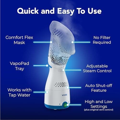 Amazon.com: Vicks Sinus Inhaler, Plug-in Non-Medicated Steam Inhaler for Sinus Relief, Allergies, Congestion & Colds, Vocal Steamer, Soothes Nasal & Throat Passages, Works with VapoPads (1 Included) : Health & Household - Image 6
