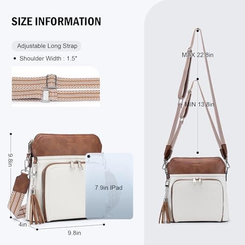 Roulens Crossbody Purse for Women,Lightweight Medium Crossbody Bag Soft Leather Women's Shoulder Handbags with Tassel - Image 4