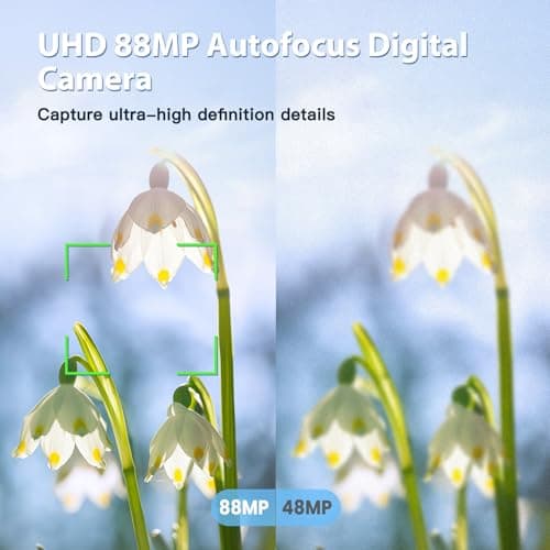 IGXHAVIZ 8K Digital Cameras for Photography Autofocus, WiFi 88MP Vlogging Camera with Dual-Lens, Flash, 16X Digital Zoom, Touch Screen, Travel Camera Anti-Shake with Lens Hood, 64GB Card,2 Batteries - Image 3