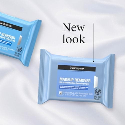 Neutrogena Makeup Remover Wipes Micellar Alcohol-Free Face Towelettes Remove Waterproof Mascara & Oil, Compostable 100% Plant-Based Cloth, Dermatologist & Ophthalmologist Tested, Twin Pack 2 x 25 ct - Image 2
