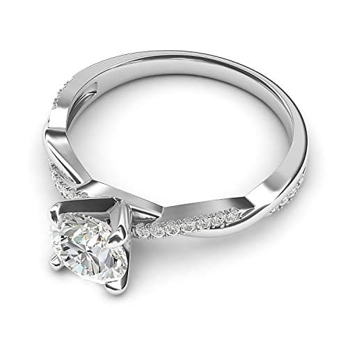 14k White Gold 4-Prong Petite Twisted Vine 1.0 CT Genuine Moissanite Engagement Ring Promise Bridal Ring (7) - Image 3