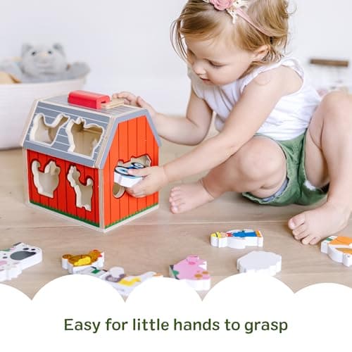 Melissa & Doug Take-Along Wooden Toy Barn, 11-Pc Portable Toddler Playset with Farm Animals & Pop-Up Roof, Preschool Learning Toys for Girls & Boys 2+ - Image 6