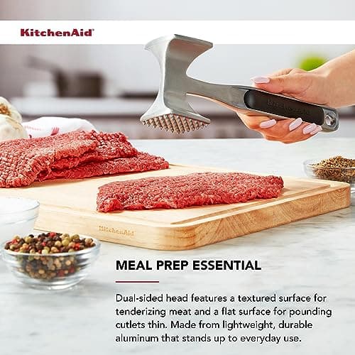 KitchenAid Gourmet Multi Sided Meat Tenderizer for Pounding Meats, Nuts, Shellfish, ect, Hang Hole for Easy Storage, Hand Wash, One Size, Black - Image 4