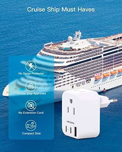 European Travel Plug Adapter USB C, HANYCONY International Plug Adapter, US to Europe Adapter Plug 2 Outlets 3 USB Ports(2 C Port), Type C Power Adapter to Italy Spain France Portugal Iceland Germany - Image 5