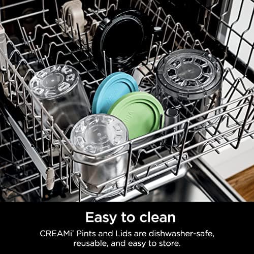 Ninja CREAMi Pints 2 Pack, Compatible with NC299AMZ & NC300s Series CREAMi Ice Cream Makers, Genuine Ninja Pint, BPA-Free & Dishwasher Safe, Color Lids, 1 Pint Each, Clear/Lime/Aqua, XSKPLID2CD - Image 6