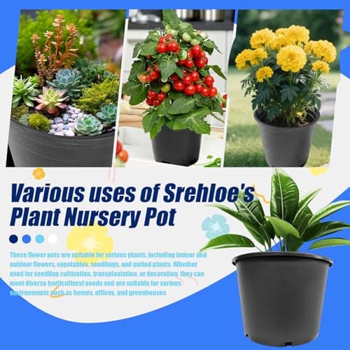 Srehloe 10Pcs 7 Gallon 14 inch Plant Nursery Pot Flower Seedling Injection Molded Container Plastic Garden Planter Pots with Drainage Holes Suitable for Vegetables Flowers Plants Black - Image 7