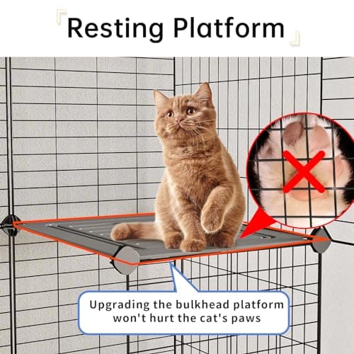 Oneluck Cat Cage Indoor with Litter Box 3-Tier DIY Cat Playpen Detachable Metal Wire Kennel Crate Large Exercise Place Ideal for 1-2 Kitten - Image 4