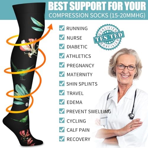 Thigh High Compression Socks for Women and Men Circulation(3 Pairs) Over the Knee-Best Support for Running,Travel - Image 5