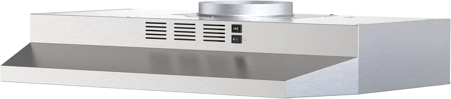 FIREGAS 30 inch Range Hood Under Cabinet, Ducted/Ductless Convertible Stainless Steel Kitchen Range Hood with Rocker Button Control, 2 Speed Exhaust Fan, 300 CFM Aluminum Filter Included Stainless Steel 30 Inch - Image 2