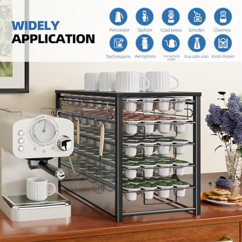 Simple Trending 5 Tier Coffee Pod Holder for K Cup, 160 Pod Pack Capacity Rack, Metal, Black - Image 8