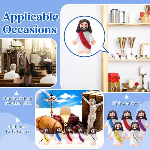 Bememo 25 Pcs Little Jesus Figures Original Design Jesus Love You Mini Rubber Toys to Hide and Seek Religious Party Favors Sunday School Baptism Gifts(Lively Colors) - Image 4
