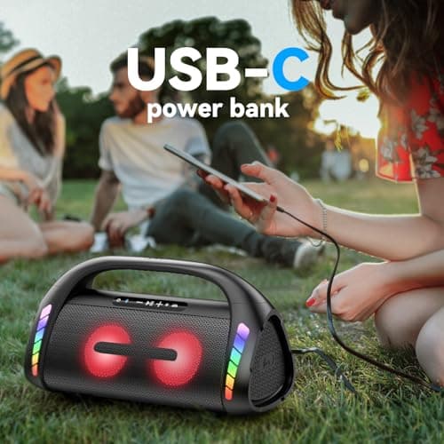 LFS Bluetooth Speaker,100W RMS Loud Speakers Bluetooth Wireless with Deep Bass, LED Lights, IPX6 Waterproof, 30H Playtime, Portable Outdoor Speaker Boombox for Camping,Beach, Party - Image 3