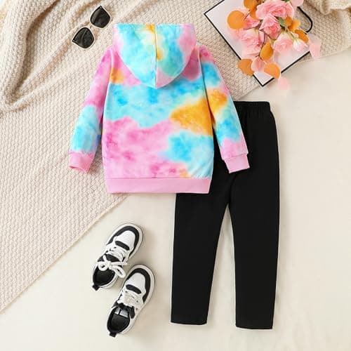 Malerotpc Kid Girls Clothes - Girls Outfits Tie Dye Tops and Leggings Pants 2 Piece Spring Clothes Set(4-5T) - Image 7