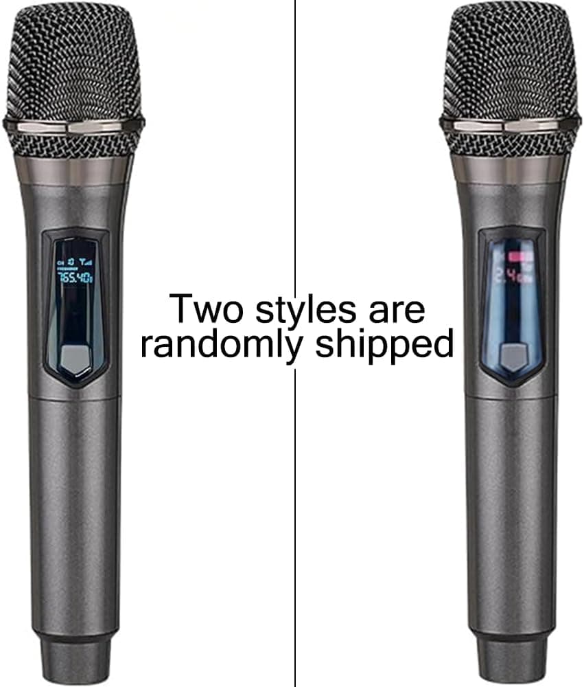 Micrófono Inalámbrico, Micrófono Doble Inalámbrico de Frecuencia Fija Recargable, Micrófono Dinámico de Mano, Karaoke, Bodas, DJ, Fiesta, Iglesia, Uso en Aula, 200 pies, Gris. (2 Versiones Enviadas Aleatoriamente) - Image 2