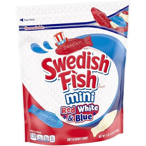 SWEDISH FISH Mini Red, White & Blue Soft & Chewy Candy, Bulk Candy, 1.8 lb - Image 10