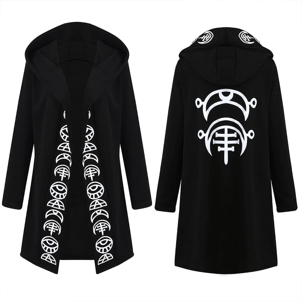 diffstyle Women Moon Gothic Witchcraft Punk Vintage Casual Long Hoodies Top Sweatshirt XX-Large Black - Image 4