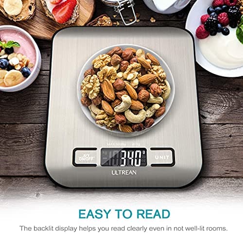 Ultrean Food Scale, Digital Kitchen Scale Weight Grams and Ounces for Baking Cooking and Meal Prep, 6 Units with Tare Function, 11lb (Batteries Included) - Image 4